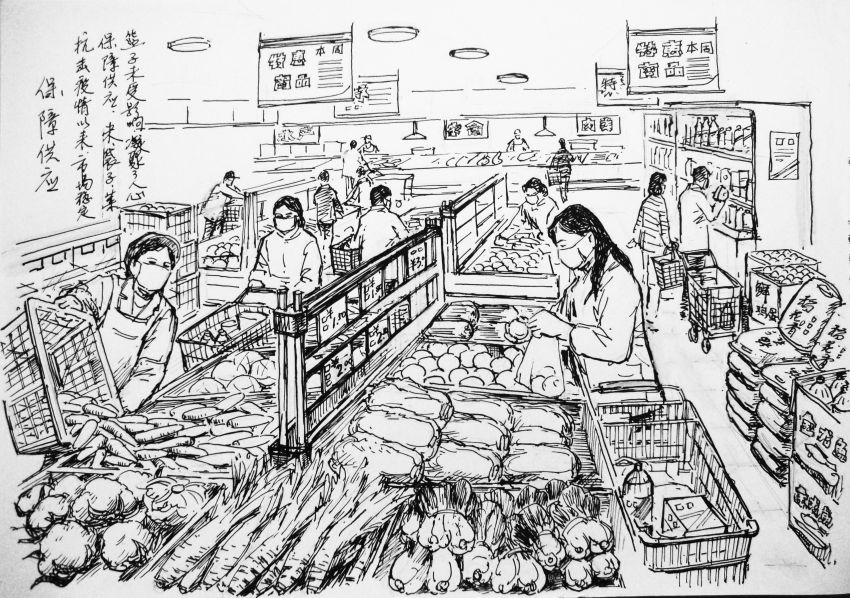画菜市场的简笔画图片